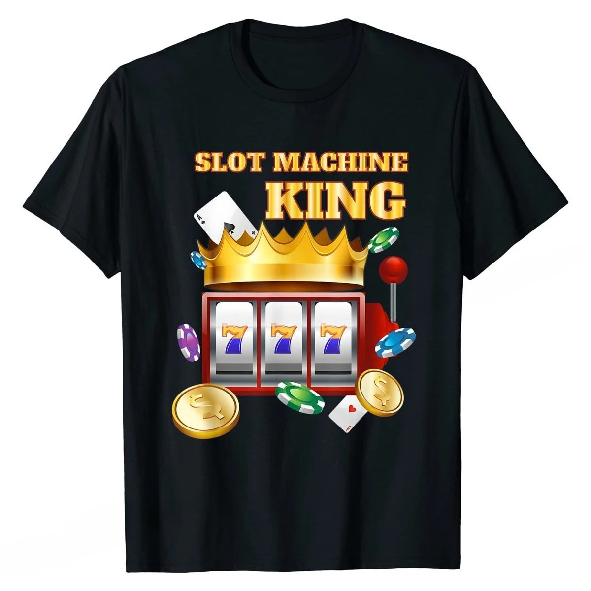 Prevalent Men Top T-shirts Cotton Tops & Tees Funny  Slot Machine Shirt - Hilarious Casino Gambling King Gift T-Shirt  harajuku