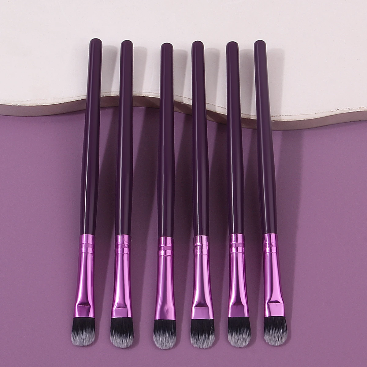 6PCS soft wooden handle makeup brushes, suitable for eyeshadow, eyebrow concealer and facial brushes, portable beauty tools