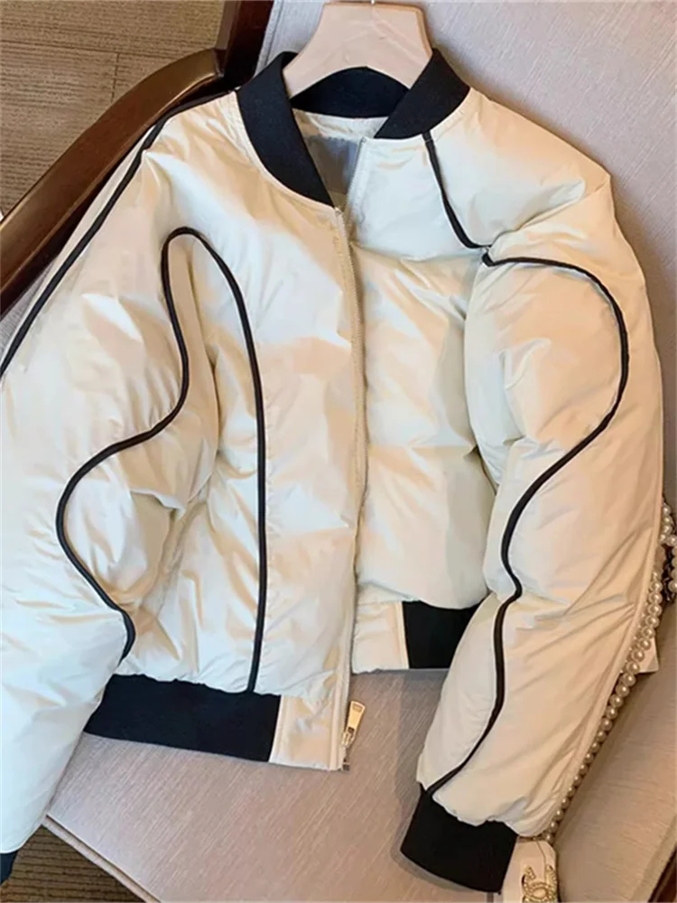 

Faionable Color Blo Cotton Jaet ex Autumn Winter Warm Loose Bread Sle Coat Youth Trendy Retro Design Zipper Closure