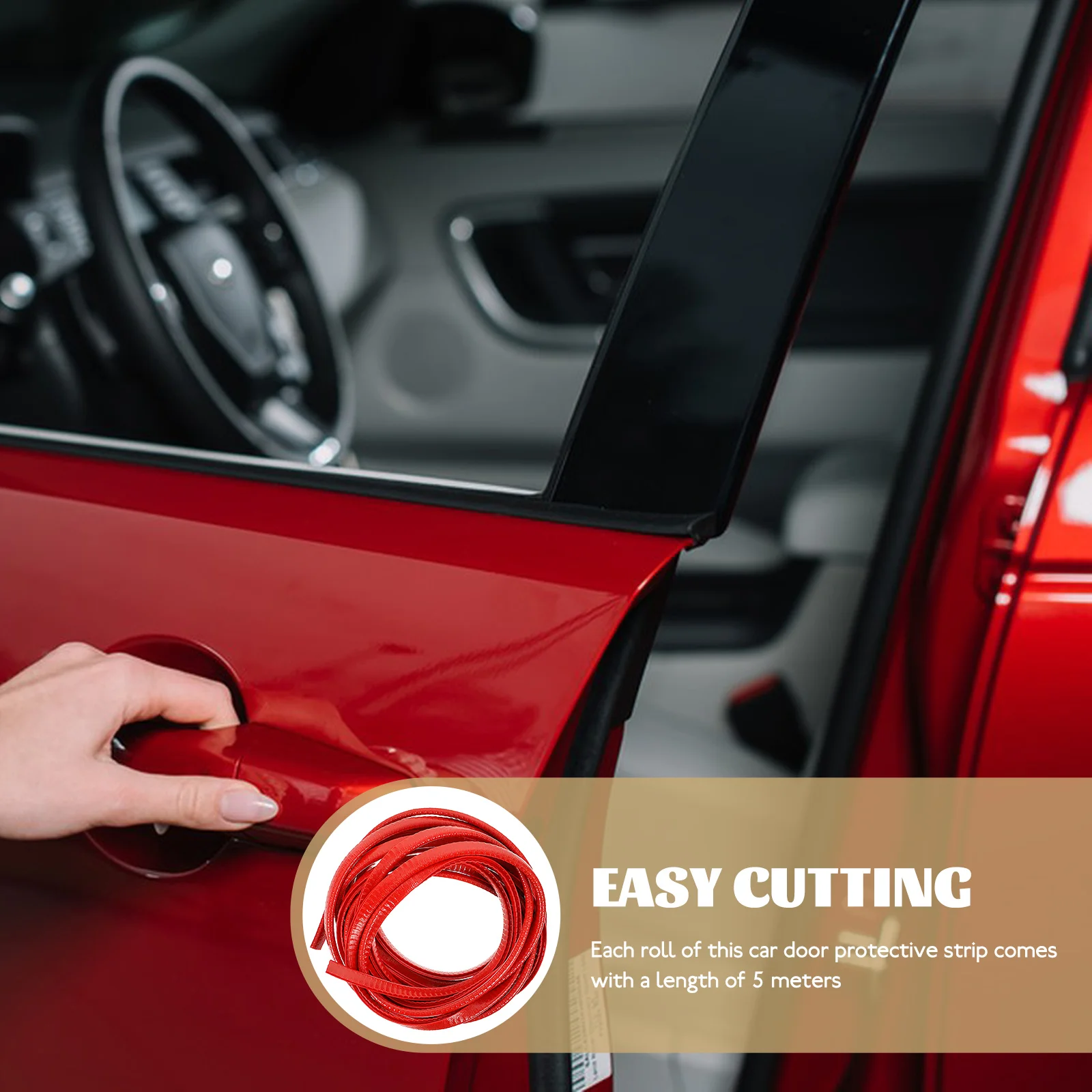 

5M Car Edges Guards Protective Strip Red Anti Car Auto Rubber Strip Refills Collision Rubber Steel Sealing Trim Vehicle Door