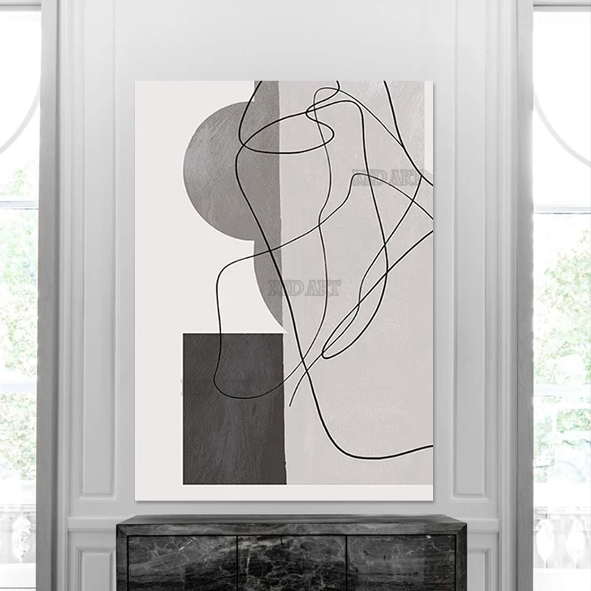 

Decorative Canvas Murals Panels, Simple Abstract, Gray Oil Painting, Large Office Wall Decor, Showpieces, Drop Shipping Wall Art