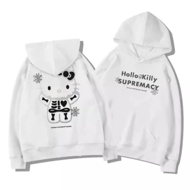 Kawaii hello kitty moletom com capuz moda casual solto primavera e outono masculino e feminino y2k casal casaco moletom