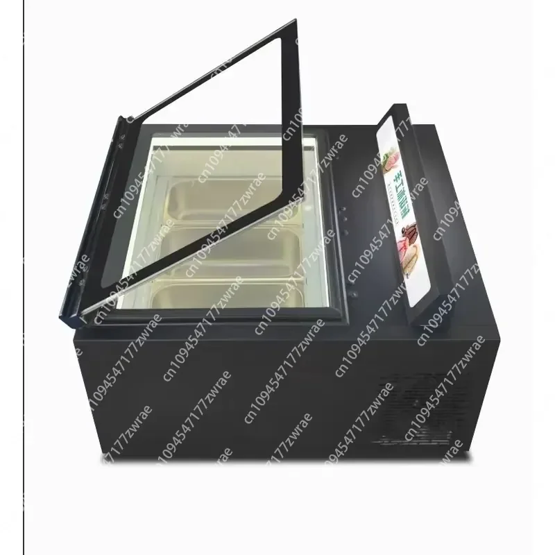 Self-Service Desktop Ice Cream and Yogurt Showcase Mini Countertop 3-Pan Ice Cream Freezer