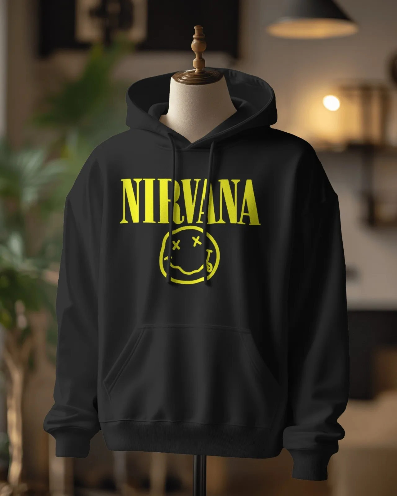 Nirvana Hoodie Smiley Logo Grunge Rock Band Pullover Sweatshirt Unisex Los Casual Street Fashion Trendy High Street Wear