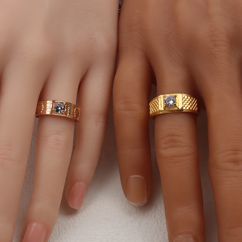 20Piecs/Lot Two Color Women Man White Zircon Anniversary Classic Rings Wholesale Jewelry