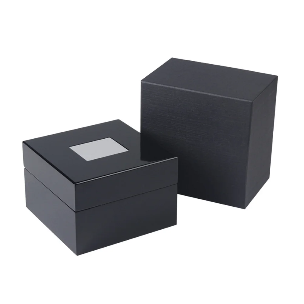 الراقية الأسود الورنيش ووتش مربع متوسط الكثافة الألياف فلنلت الداخلية الفاخرة عرض حالة التخزين المنظم للرجال #2