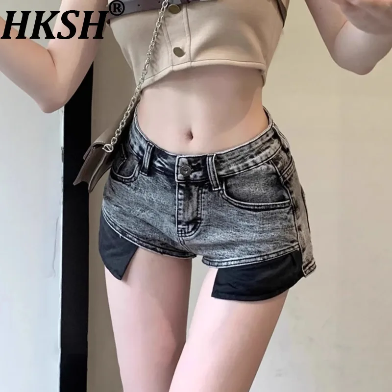 HKSH Women Denim Shorts American Retro Multi-pocket Washed Vintage Versatile Streetwear Ins Trendy Sexy Hot Pants Summer HK22438