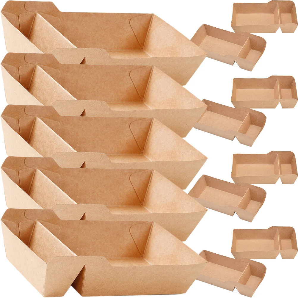 50 Pcs Fried Food Serving Basket Kraft Paper Snack Box Vellum Cup Sandwich Hot Dog Trays