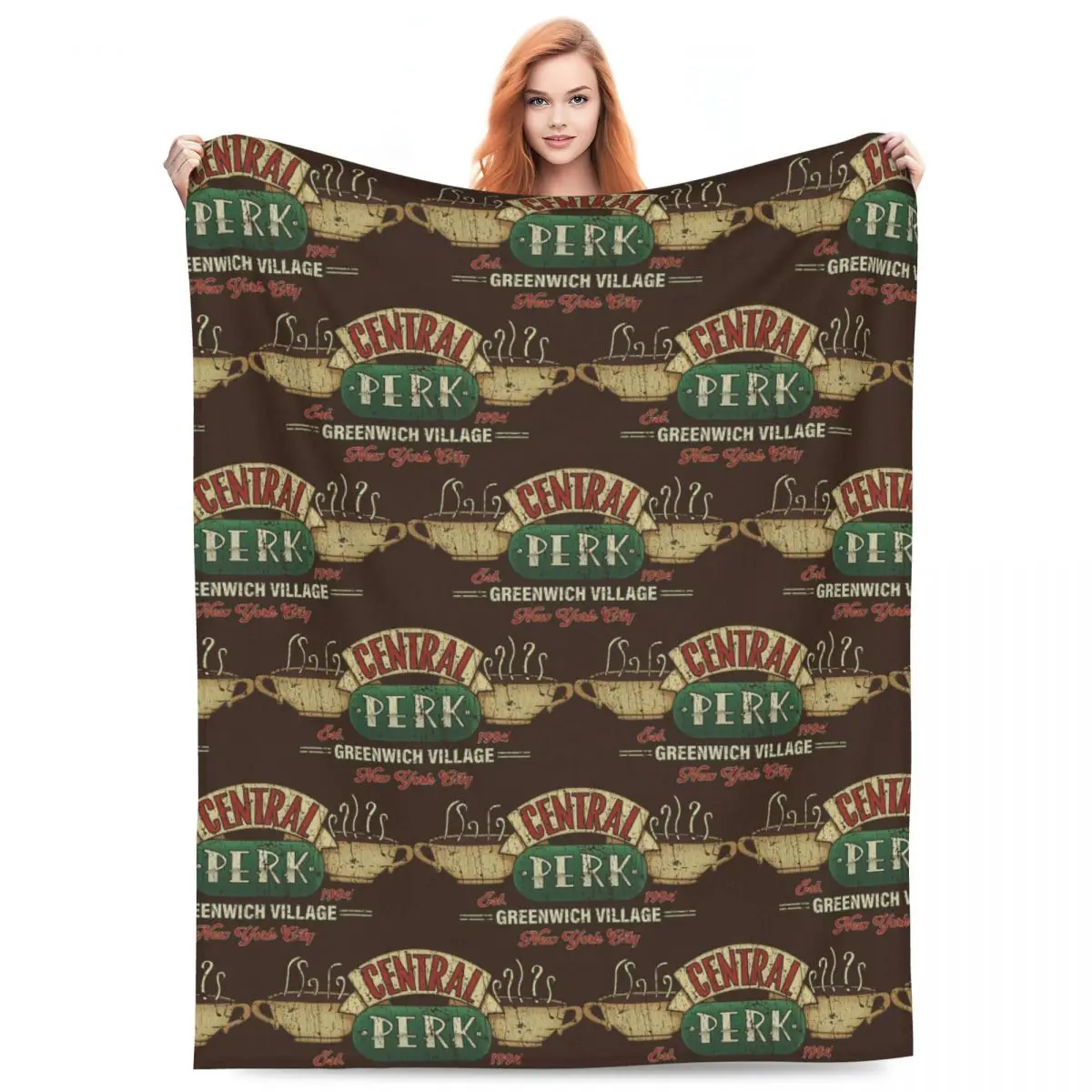 Central Perk Friends Logo Blanket Flannel Sofa Throw Blanket Portable for Home Bedroom Throws Bedspread Quilt