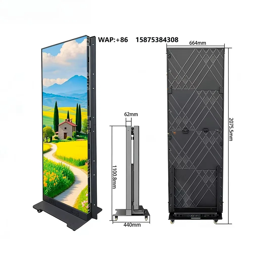 Indoor and Outdoor Floor-standing P1.8 P2 Foldable LED Poster Screen P2.5 LED Screen Poster High-definition Portable LED Poster