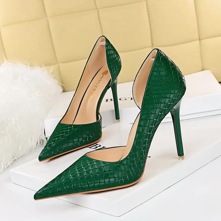 

Женские туфли-лодочки BIGTREE, зеленые туфли-лодочки с вырезами, на высоком каблуке-шпильке, обувь для вечевечерние на весну