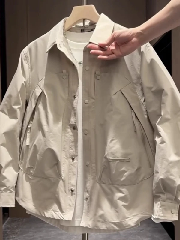 

Модное весенне-осеннее мужское повседневное модное ветрозащитное пальто для спецодежды с большими кетыми свободного покроя Ele Sle из полиэстера F...