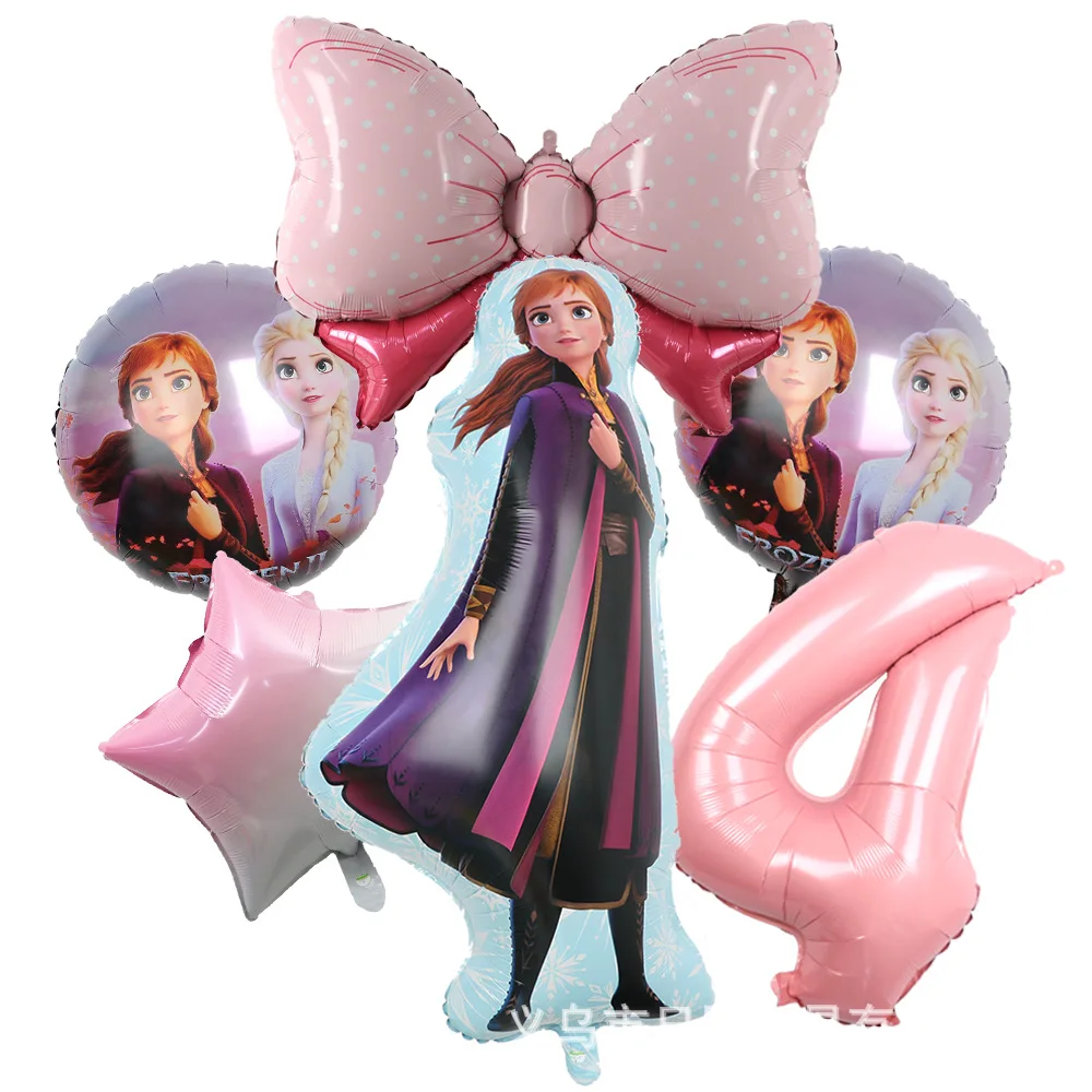 عدد الألومنيوم المجمدة إلسا فيلم كروية DIY بها بنفسك ترتيب عيد ميلاد الطرف بالونات تزيين سلسلة أنيمي كعكة الدائري باقة #5