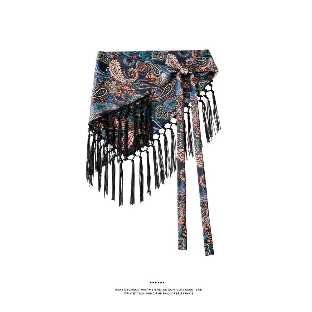 New Triangular Waistband Tassel Boho Fringe Decorative Waist Scarf Belt Exquisite Embroidered Fringe Hip Scarf Spring Summer