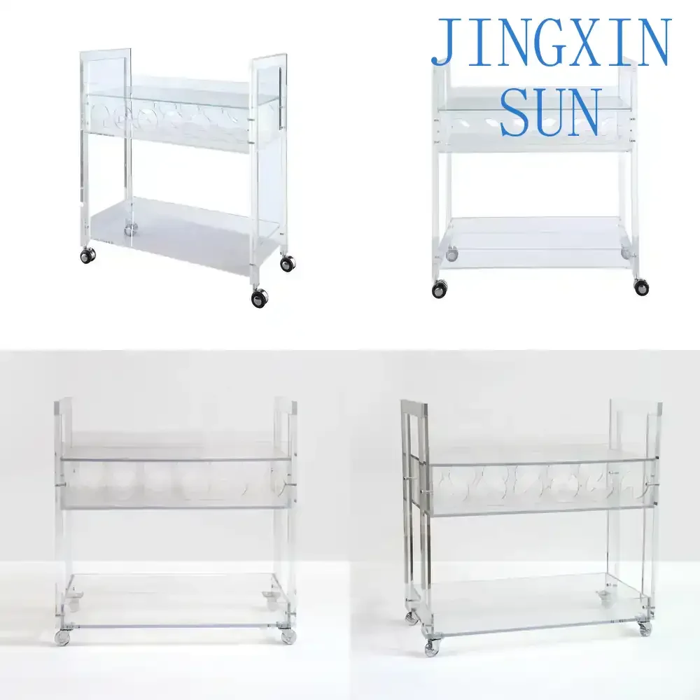 Luxury Lucite Acrylic Bar Cart with Wine Rack for Home Bar for Kitchen Dining Room Living Room Bar Setup Portable Rolling