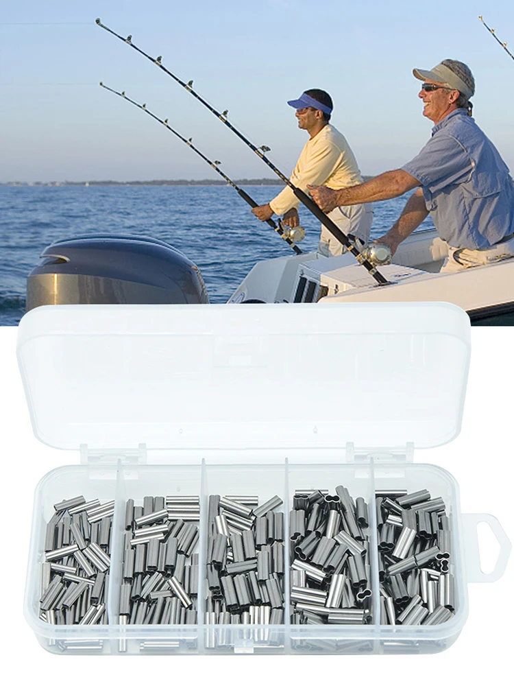 

300 шт. обжимных колец для рыболовных лесок, двойные, 1.0-1.8 мм, соединители для лески, высокопрочный сменный комплект аксессуаров