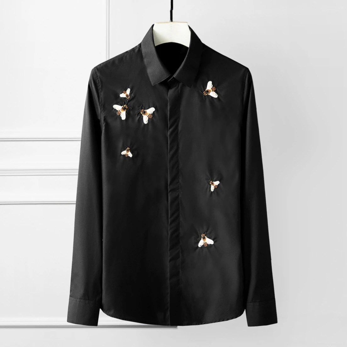

Мужская рубашка с вышивкой Brand Bee, хлопковая повседневная рубашка с длинными рукавами, деловая рубашка в стиле ретро для вечеринок и банкетов, Camisa Masculina
