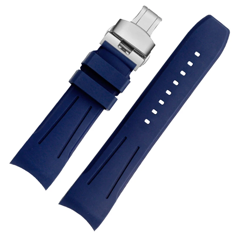 Curved end Fluoro rubber watch strap 22mm Men's For Citizen Blue Angel second generation jy8078 watchband Stainless steel buckle image 5
