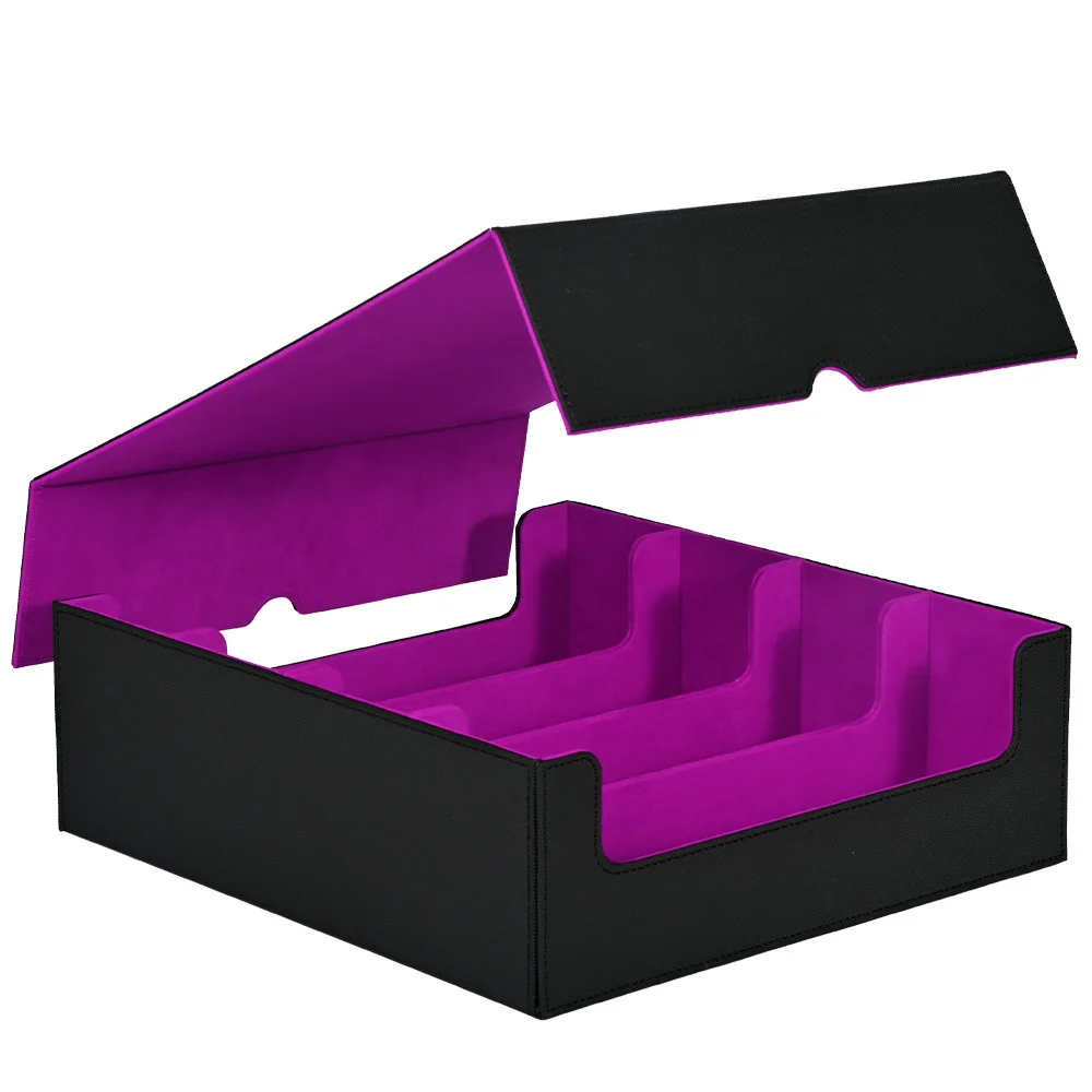 Karten-Aufbewahrungsbox, fasst 2400+ einärmelige Karten, Kartenbox aus PU-Leder mit Magnetverschluss, passend für TCG, Magic Cards, Basebal