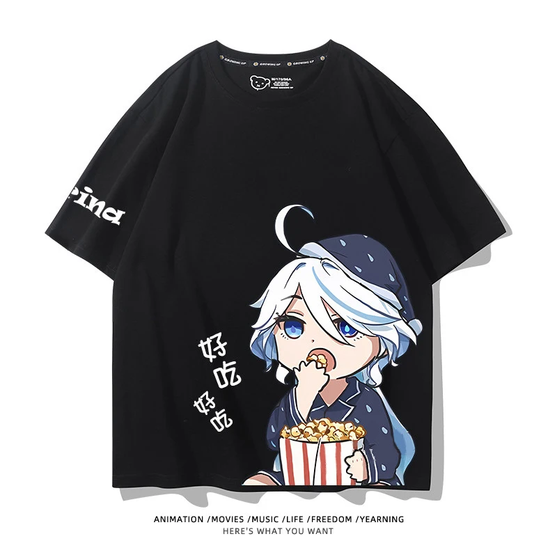Game Genshin Impact Cute Furina 3D Men's T-shirts Fashion Cool Daily T shirt Street Personality Short Sleeve Top Summer Clothing