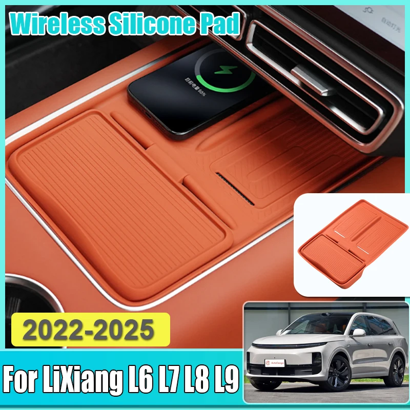 Silicone Wireless Charging Pad For Lixiang Li Auto L6 L7 L8 L9 2022~2024 2025 Cover Wireless Charging Car Central Control Mat