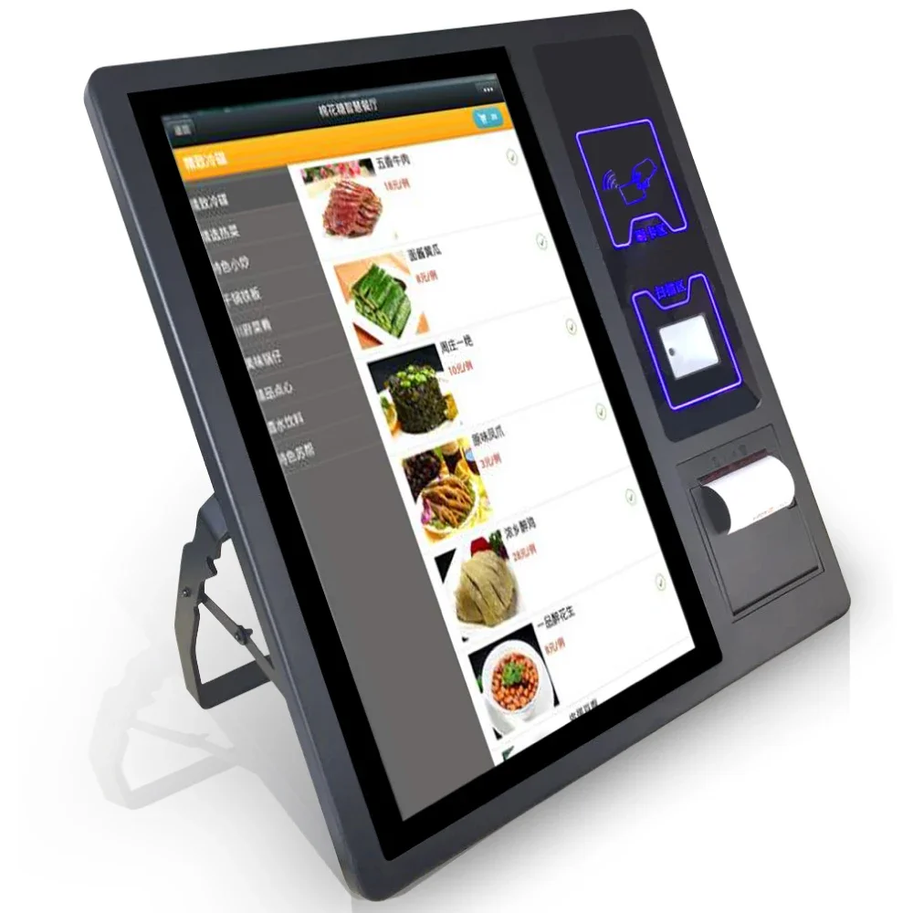 Bimi 21.5'' self service machine touch screen order fast food payment kiosk with thermal printer and QR code scanner