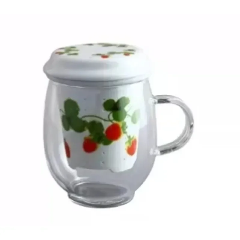 Spot Japan imported Tian Shao Hua Yu ceramic tea leakage flowers covered heat-resistant glass mug cups.