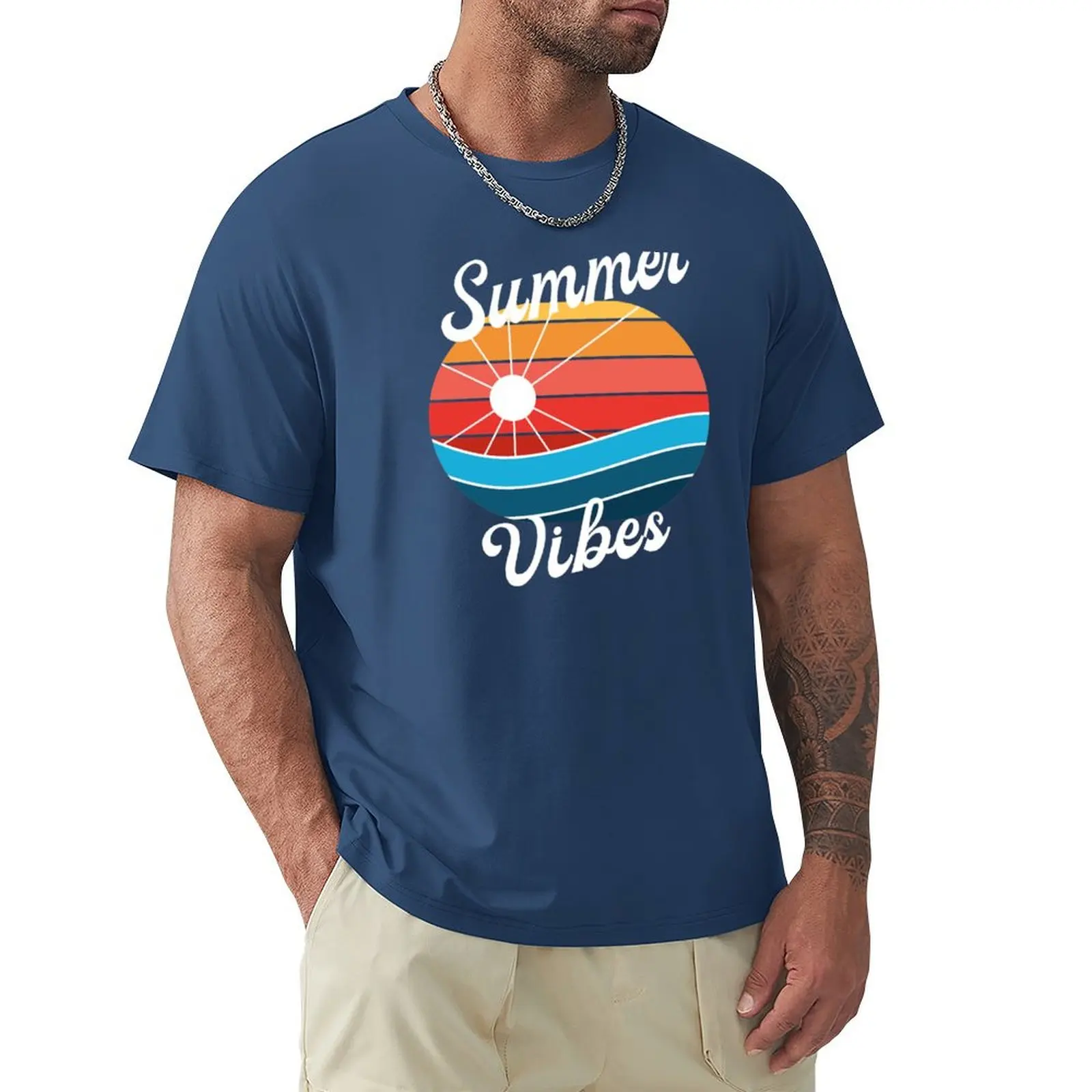 

Retro Seventies Summer Vibes (White Text) T-shirt oversized summer top mens t shirts casual stylish