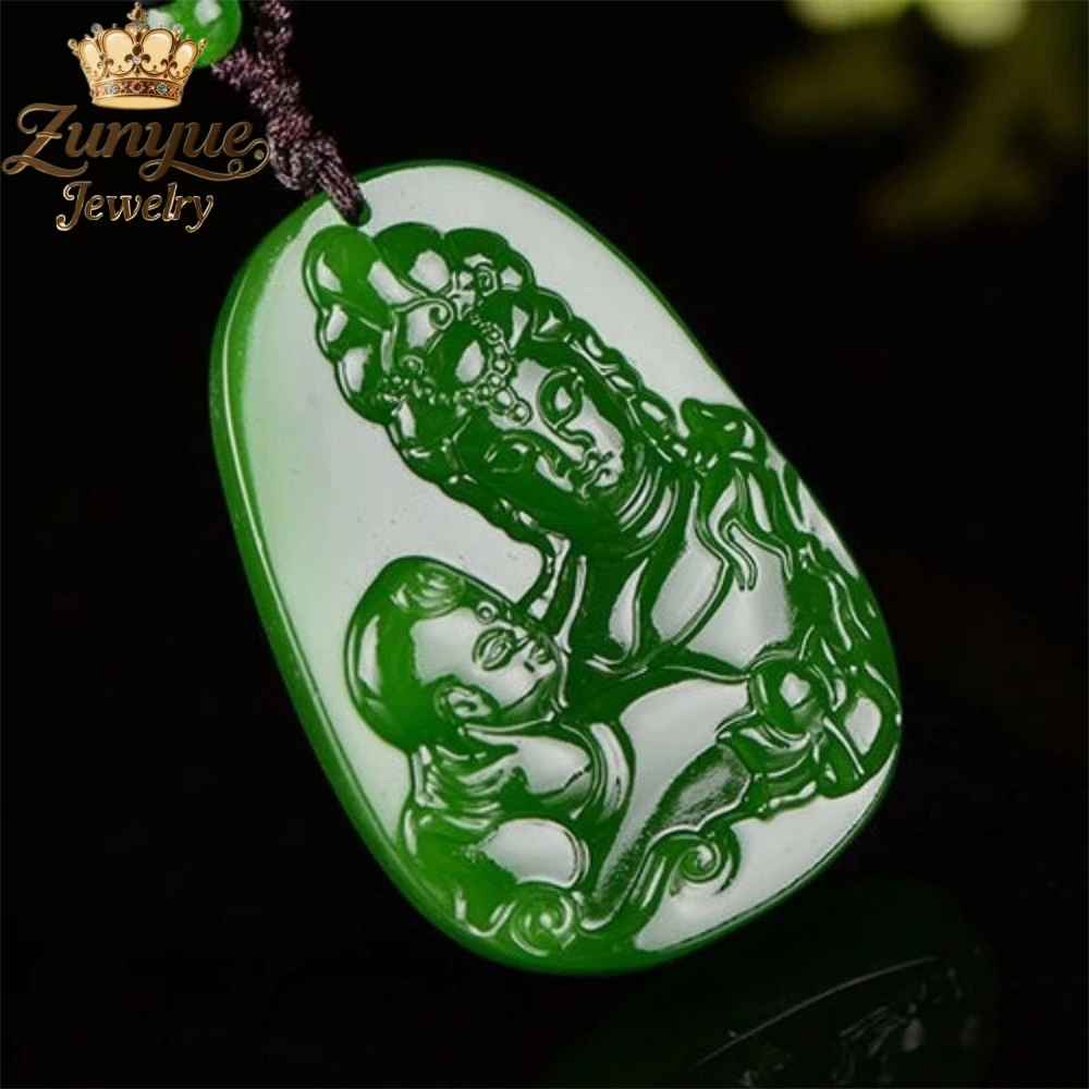 

Natural Hetian Jasper Sent Son Guanyin Jade Pendant Luxury Quality Jewelry Fashion Jewelry Exquisite Elegant Charms Popular Gift