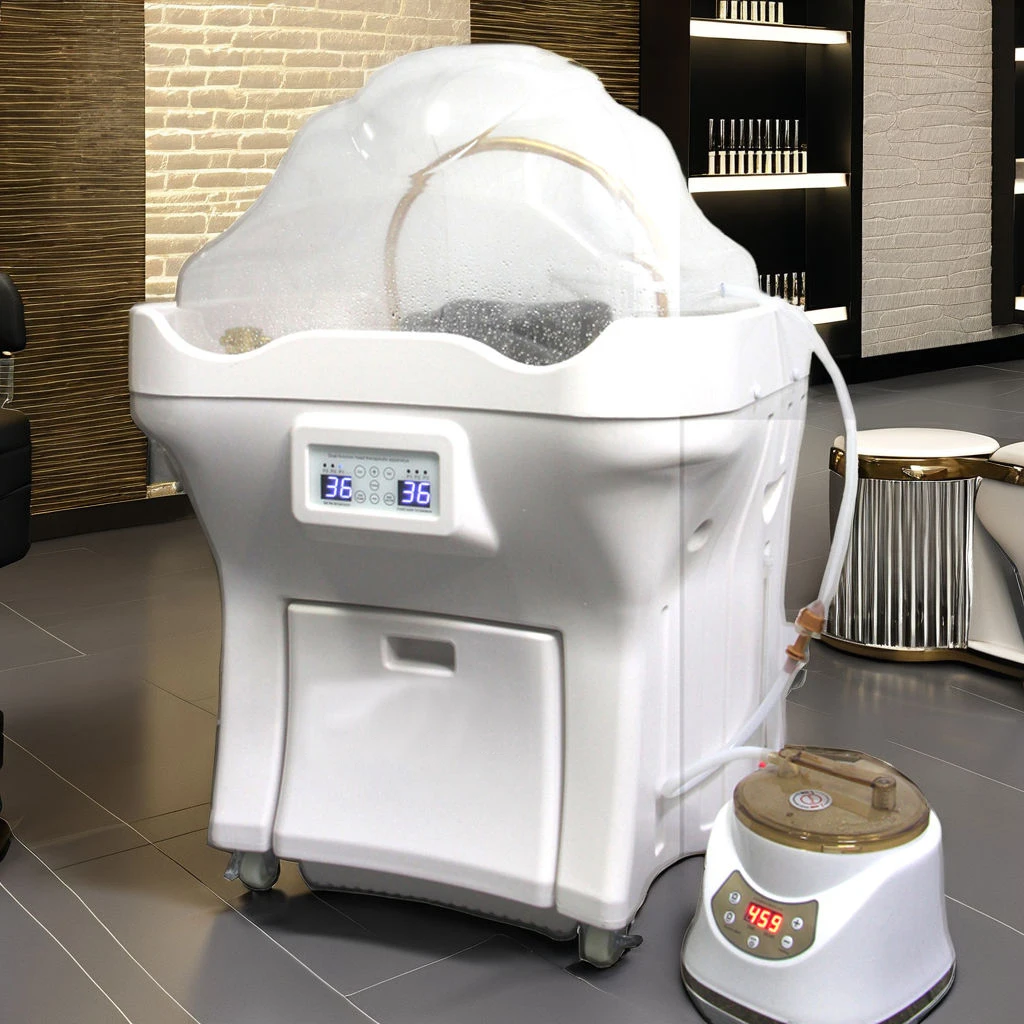 

High Quality Gold Faucet Massage Bed Chair Portable Shampoo Bowl With 2 Water Tanks Electric Portable Head Spa Sink