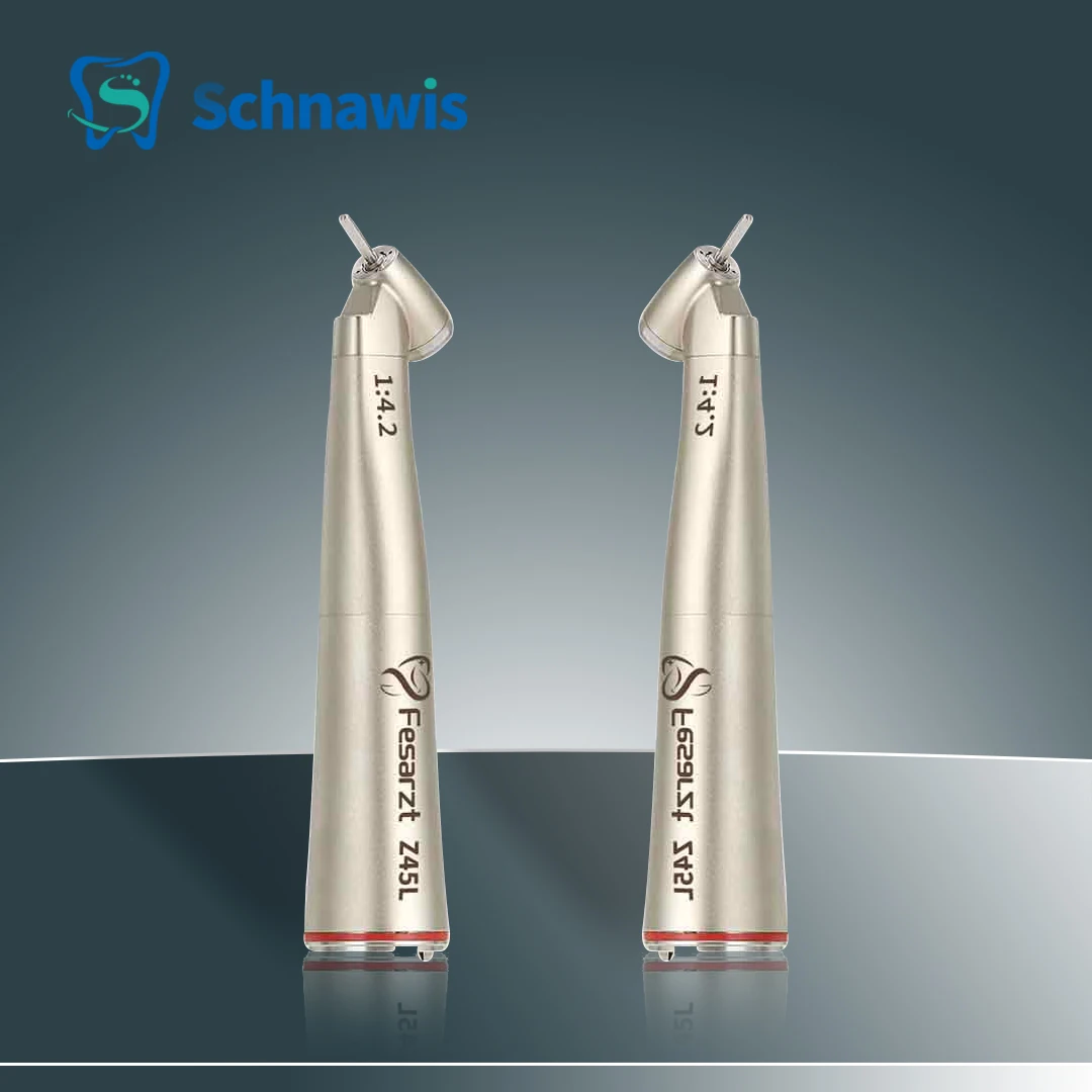 

Schnawis Dental 45 Degree Head Surgical Handpiece 1:4.2 Red Ring Increasing Low Speed Air Turbine Led Contra Angle Handpiece