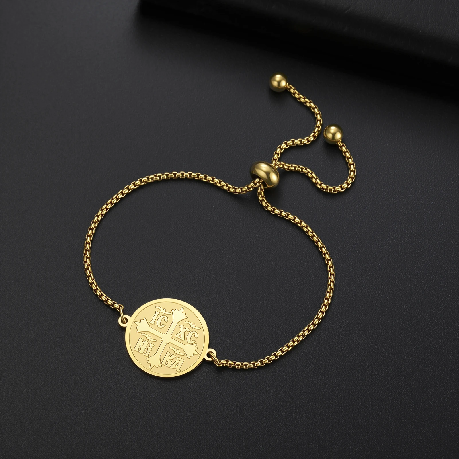 Kkjoy Orthodoxes IC XC NIKA Kreuz-Armband aus Edelstahl, Christliches Religiöses Amulett, Nie Verblassendes Glaubens-Schmuckstück, Schutzgeschenk – Detail 4