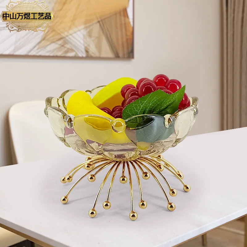 Imagem -04 - Luxo Casa Sala de Estar Mesa Chá Doces Lanche Bandeja Decoração Estilo Nórdico Ouro Cristal Vidro Prato Frutas Trinket