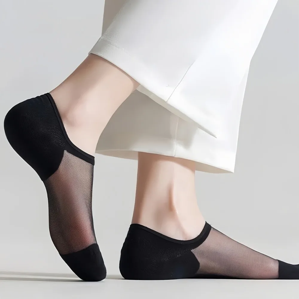 

6 Pairs Fashion Ultra-Thin Transparent No-Show Socks Breathable Seamless Boat Socks Non-Slip Summer Low-Cut Socks Daily