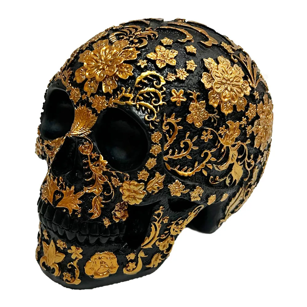 Human Skull Head Sculpture Decor, Creative Skull Flowers, Halloween Decoration, Home Decor