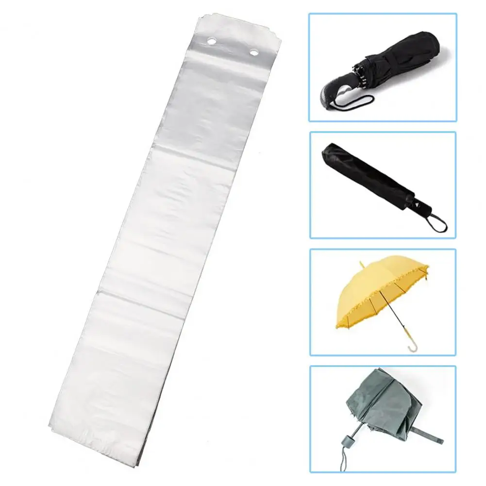 

100Pcs Disposable Umbrella Bags Clear Waterproof Wet Umbrella Cover Sleeve Hanging Holes Umbrella Bag for Various Umbrellas