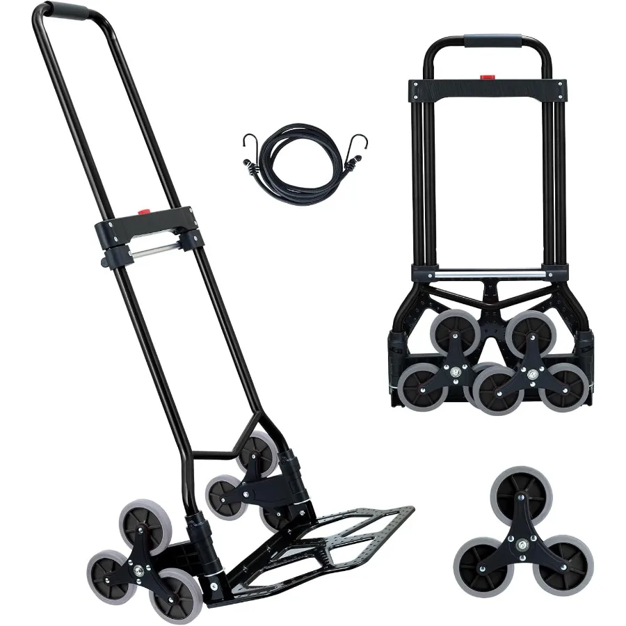 

Portable Foldable Hand Truck with Scalable Handle for Stair Climbing 200 LB Capacity Moving Dolly Cart Ideal for Indoor and Out