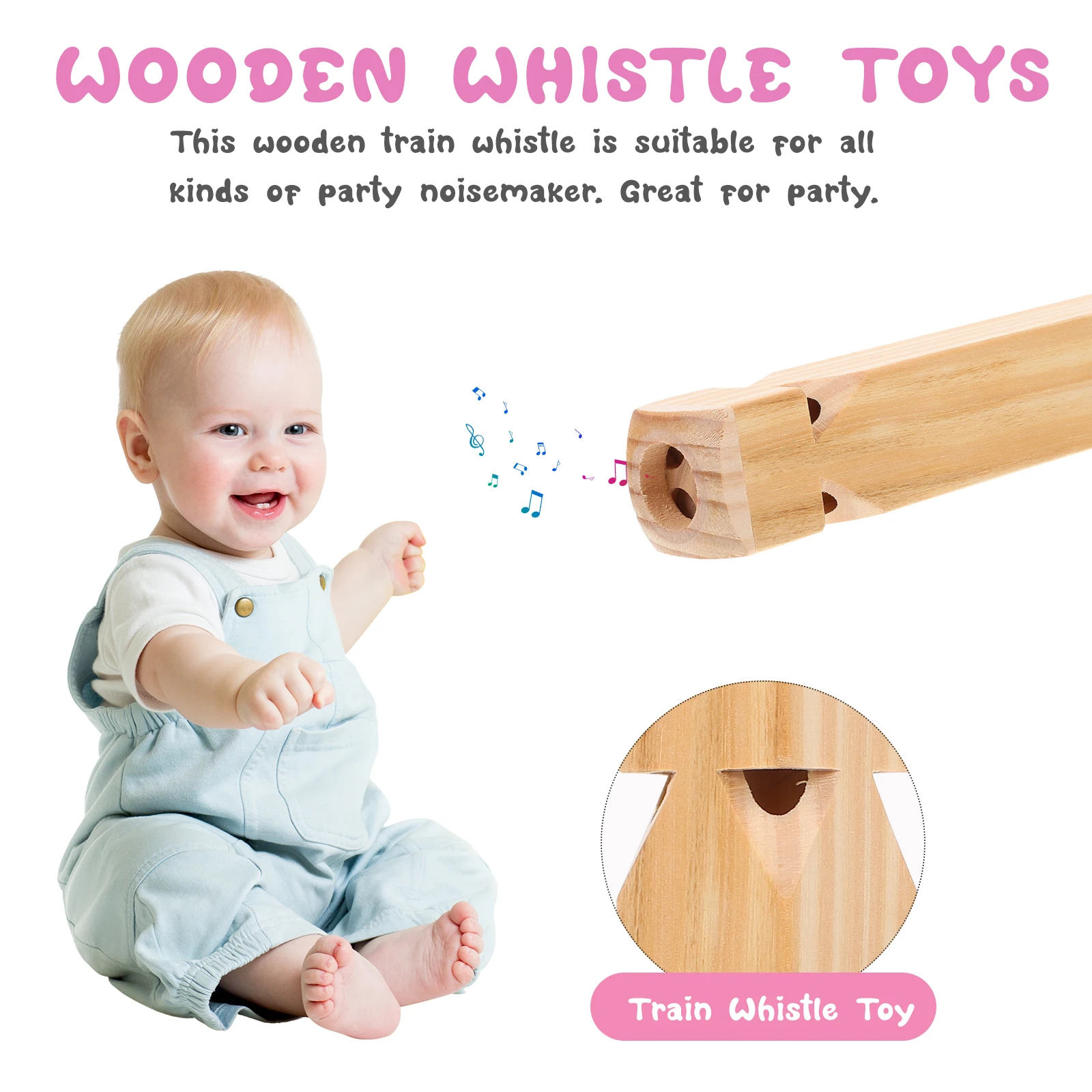 

1pc Wooden Whistle Toy Train Whistle Noisemaker Educational Musical Teaching Aid for Kids Parent-Child Play Christmas Gift Party