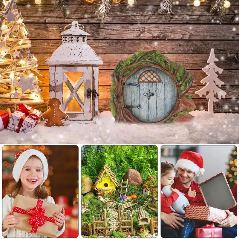 Miniature Fairy ประตูไม้ Miniature สวนกลางแจ้งประตูต้นไม้ประณีตรายละเอียด Fairy ตกแต่งประตูสําหรับ Garden Courtyard ฟาร์ม