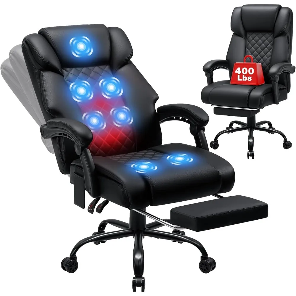 

Massage Office Chair with Heat 7 Points Vibration Ergonomic Executive Office Chair with Footrest Reclining High Back Hom