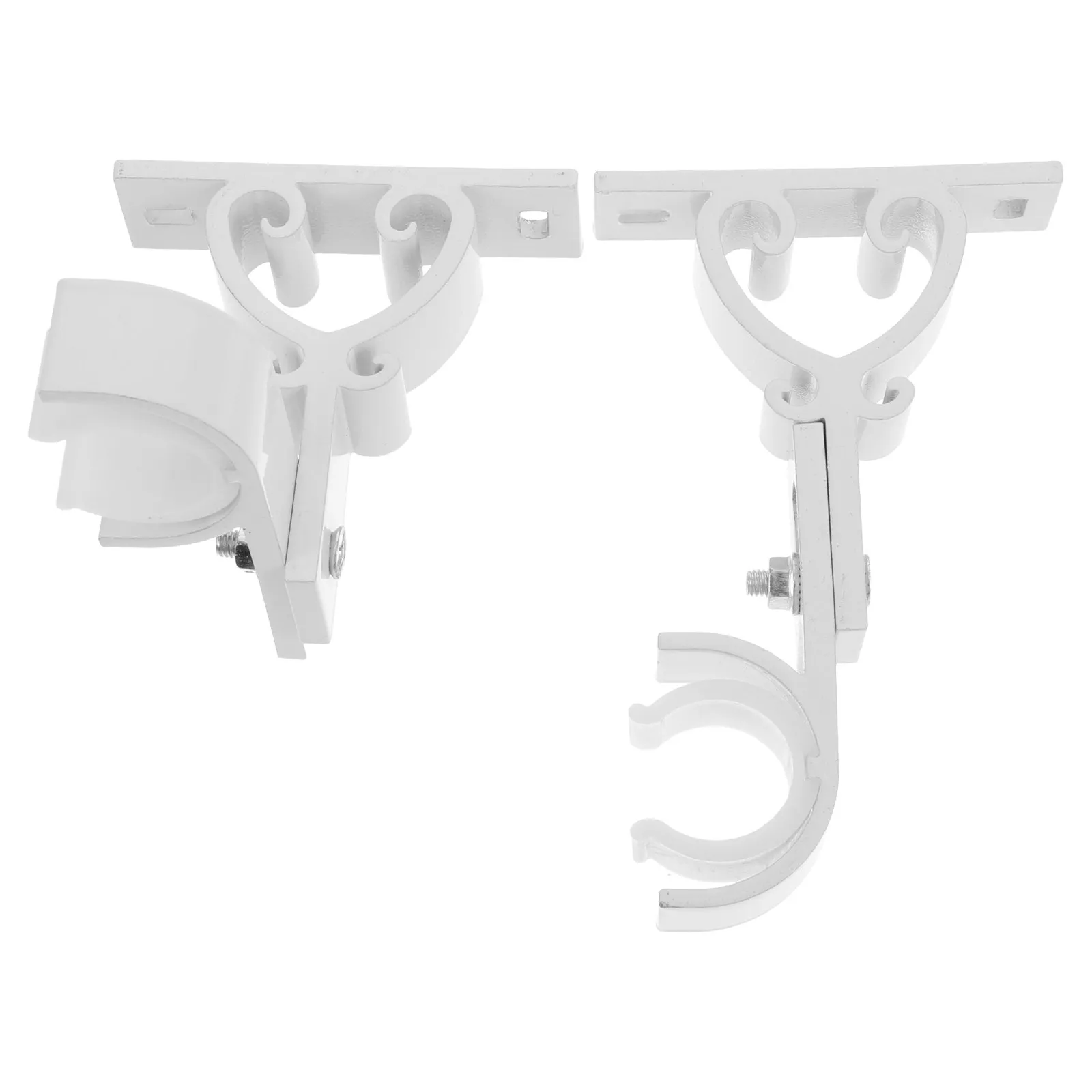 2Pcs Curtain Rod Holder Brackets Heavy Duty Wall Mount Side Mounted Adjustable Double Rod Curtain Brackets No Drill