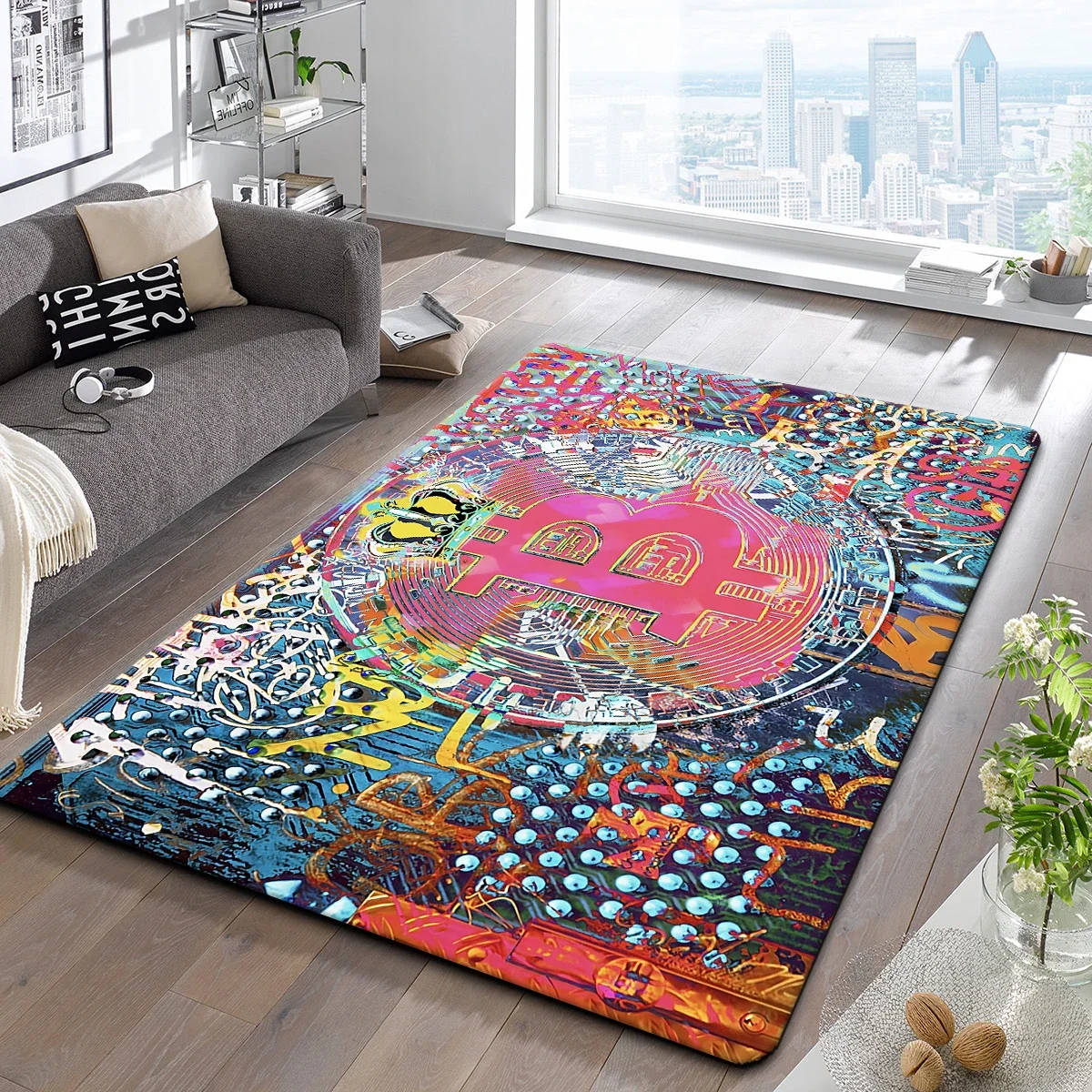 virtual coin Bitcoin HD printed pattern carpet,living room,bedroom, kitchen,bathroom,foot mat,hotel carpet rugs EP mat non-slip