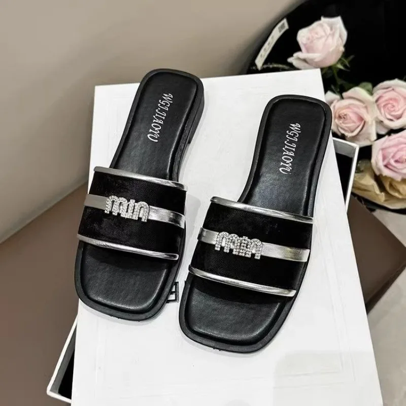 2024 Summer New National Style Outside Wear Flat High-grade with Skirt Fashion Slippers Holiday Style Casual Women's Slippers