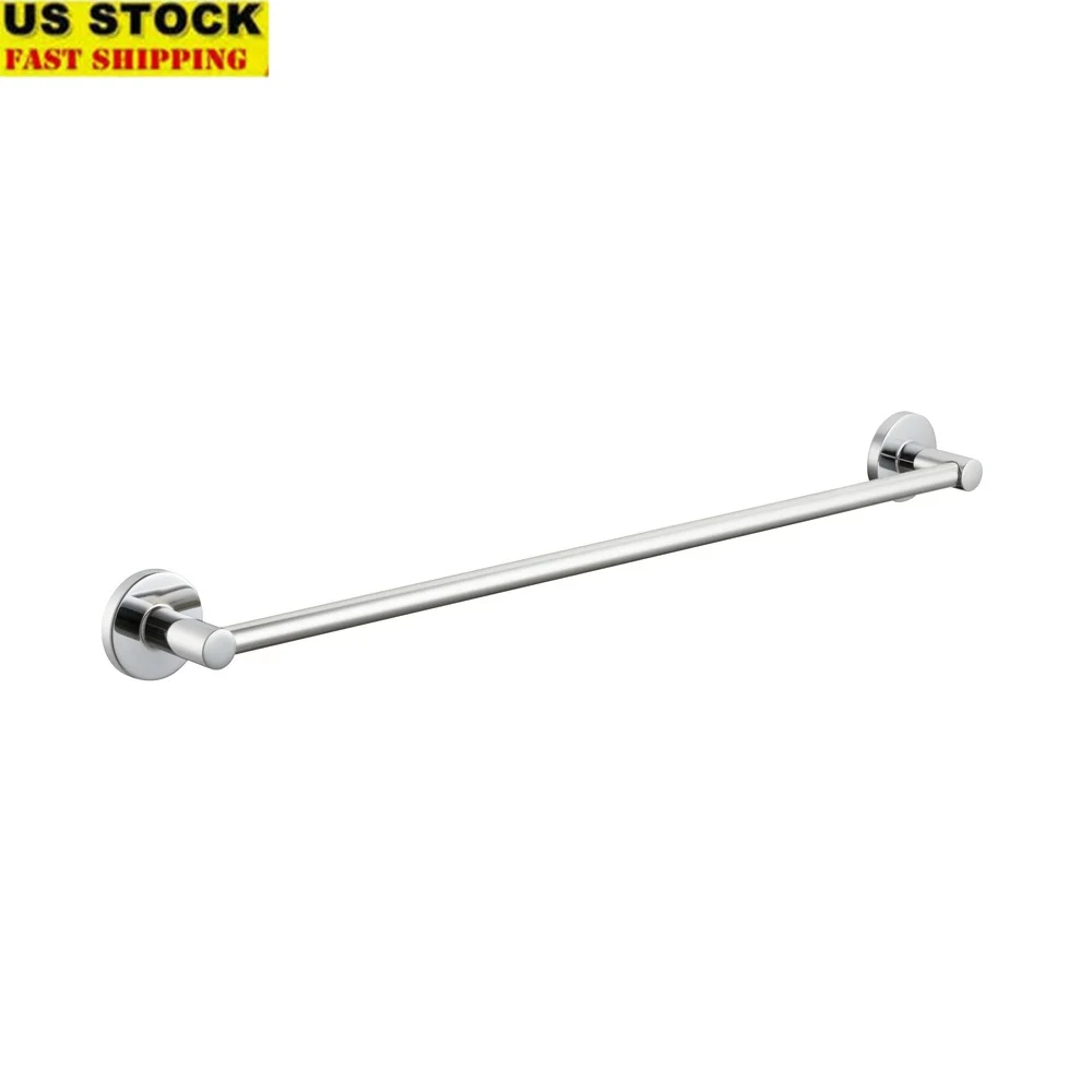 

Modern Round 24 Inch Towel Bar Chrome Bathroom Storage Accessory Zinc Alloy Rust Resistant Easy Installation Mounting Hardware