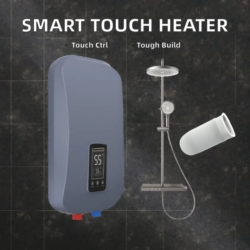 Smart Touch Control Electric Shower Geyser Home Tankless Hot Water Heater Bathroom Car Light Emitting Diode Fashion Plastic