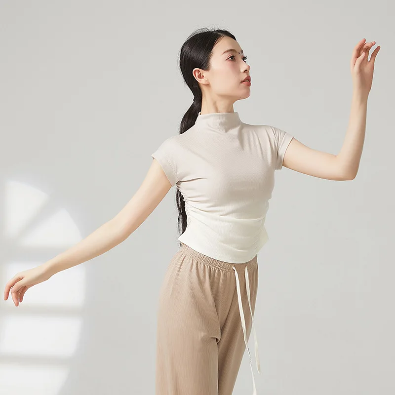 Одежда для современных танцев, женская летняя одежда 2024, топы с короткими рукавами и постепенным изменением, тренировочная одежда, тренировочная одежда для тела