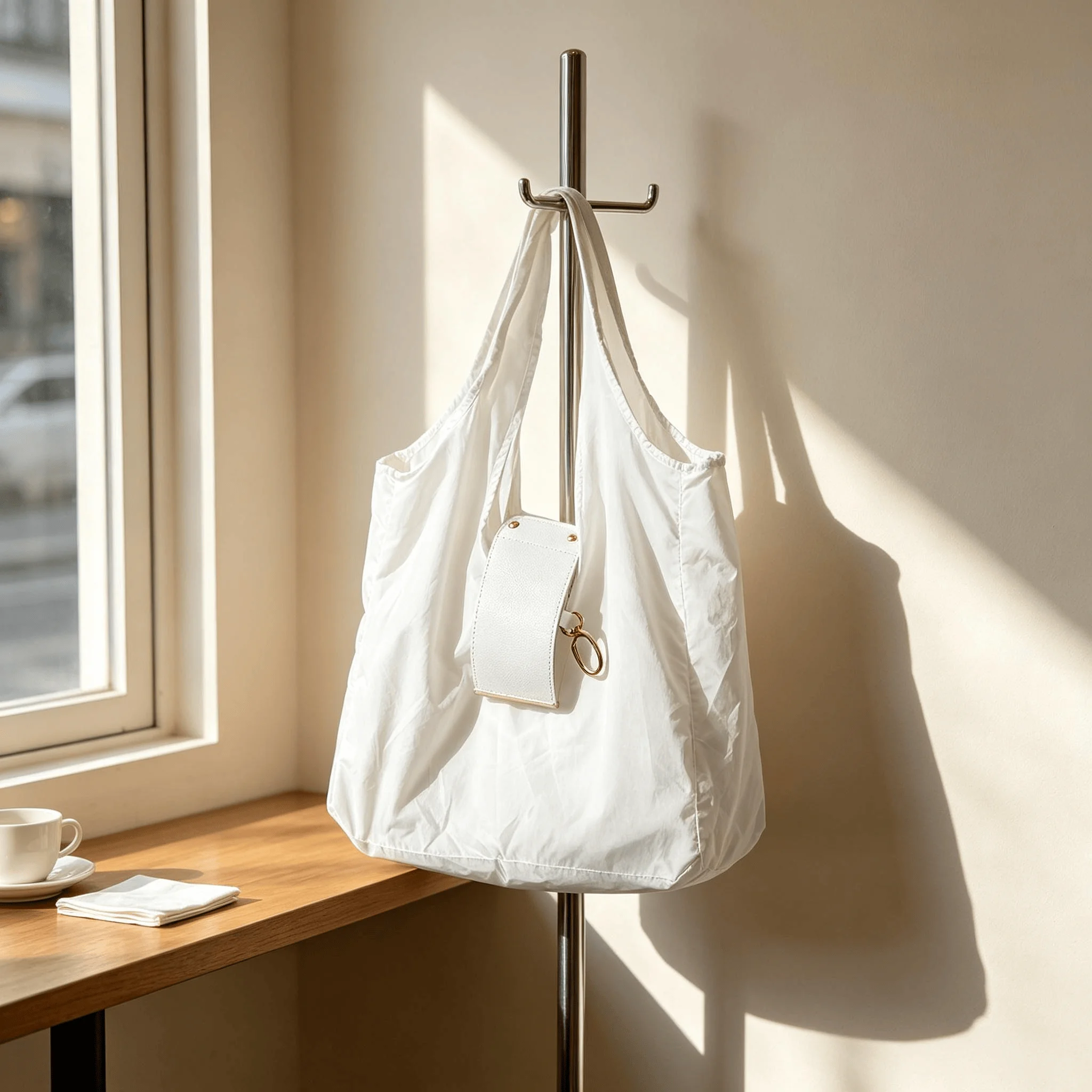Faltbare Nylon-Tragetasche mit Schlüsselanhänger, Große Kapazität, Wiederverwendbare Einkaufstasche, Tragbare Schulterhandtasche für den täglichen Einkauf und Reisen – Detail 16