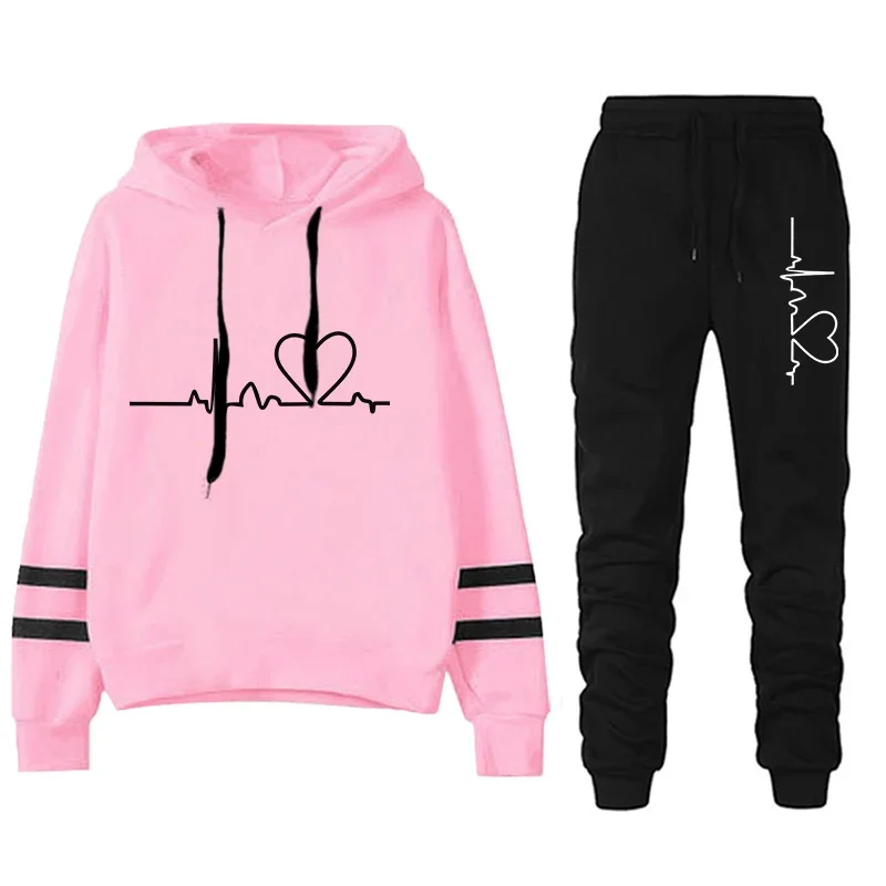 اليومية في الهواء الطلق الخريف الشتاء جودة المرأة رياضية هوديس عارضة قطعة واحدة شريط البلوز و Sweatpants الراحة الركض #3