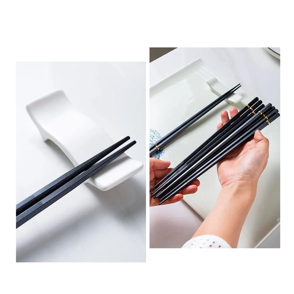 5Pairs Pointed Head Chopsticks Food Serving Utensils Sturdy Smooth Finish Corrosion Resistant Asian Tableware for Restaurant