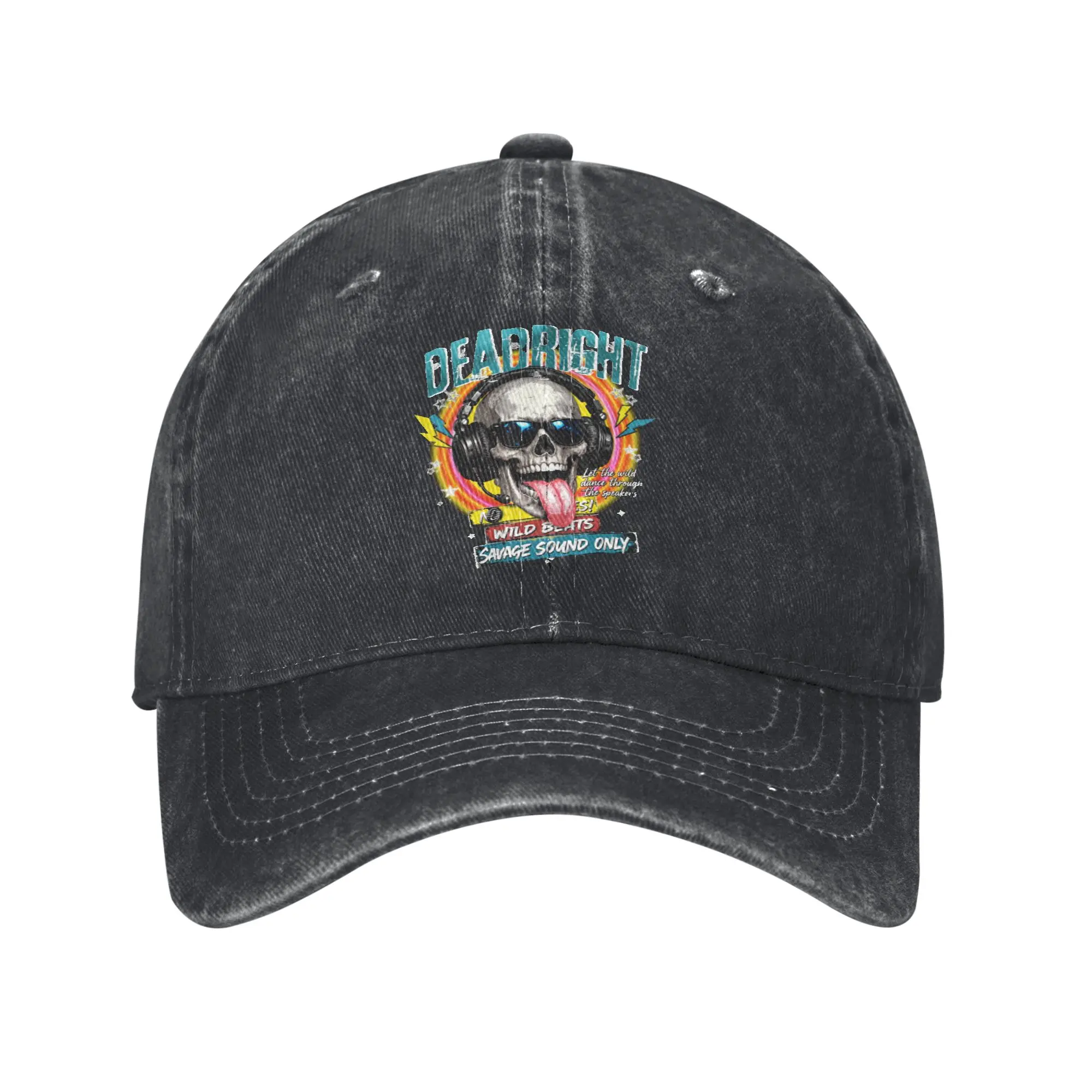 Multicolor Hat Peaked Women's Cap Deadright Wild Beats Skull With Headphones Personalized Visor Protection Hats